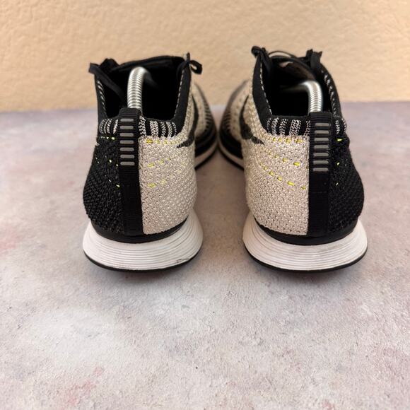 Nike Flyknit Racer 526628-011 Men's 9 Running Shoes Black White Volt Sneakers - Picture 3 of 16